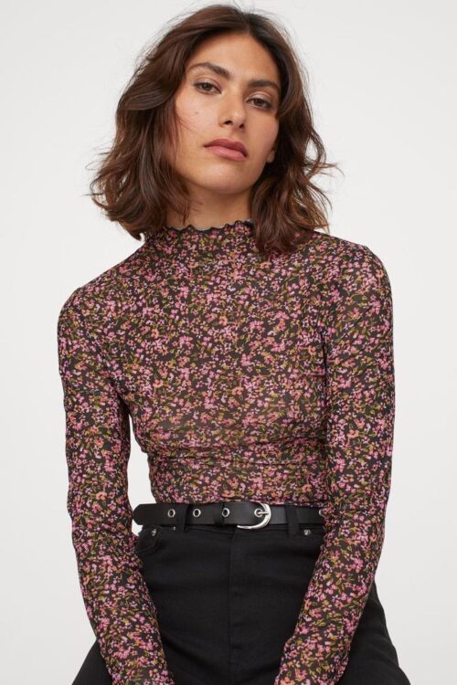 Floral High Neck Top